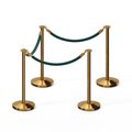 Montour Line Stanchion Post and Rope Kit Pol.Brass, 4 Flat Top 3 Green Rope C-Kit-4-PB-FL-3-PVR-GN-PB